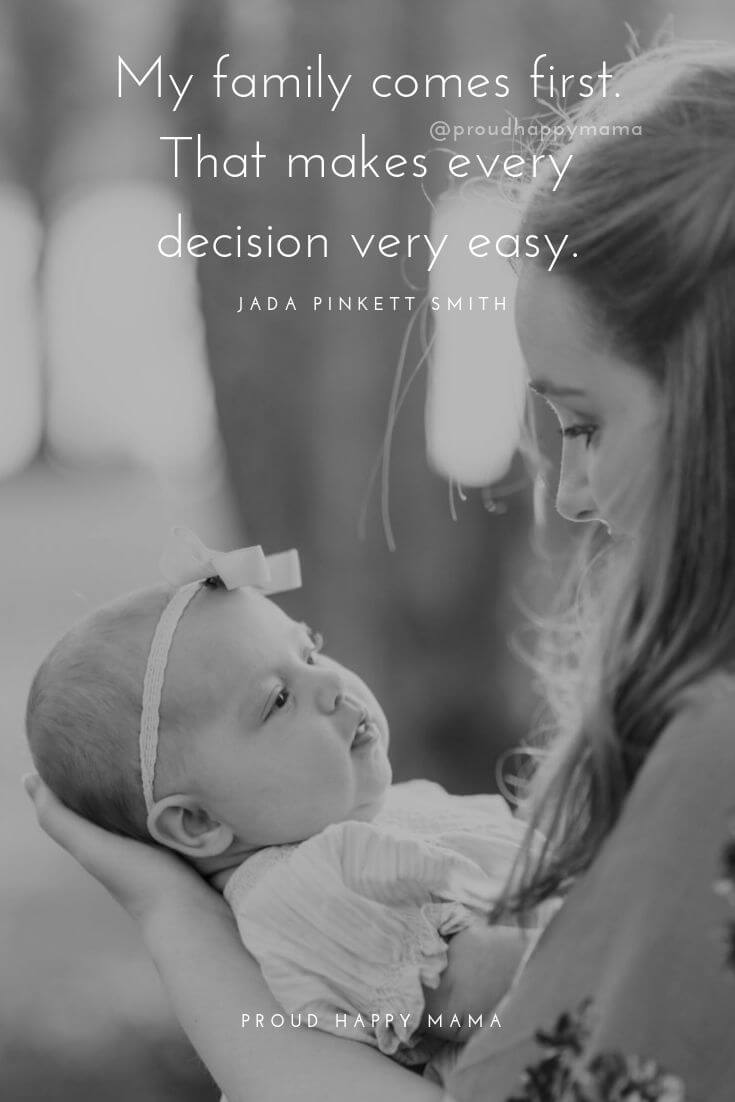 Famous Family Quotes | My family comes first. That makes every decision very easy. Jada Pinkett Smith