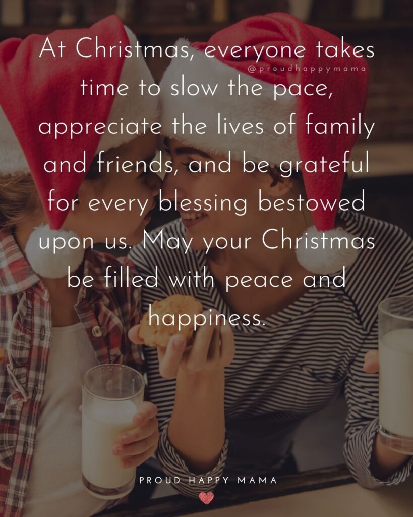 Christmas Family Quotes - At Christmas, everyone takes time to slow the pace, appreciate the lives of family and friends, and be grateful for every blessing bestowed 
