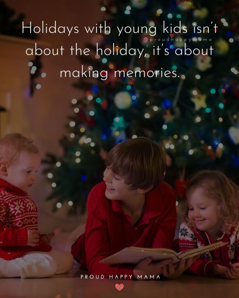 Christmas Family Quotes - Holidays with young kids isnt about the holiday, its about making memories.