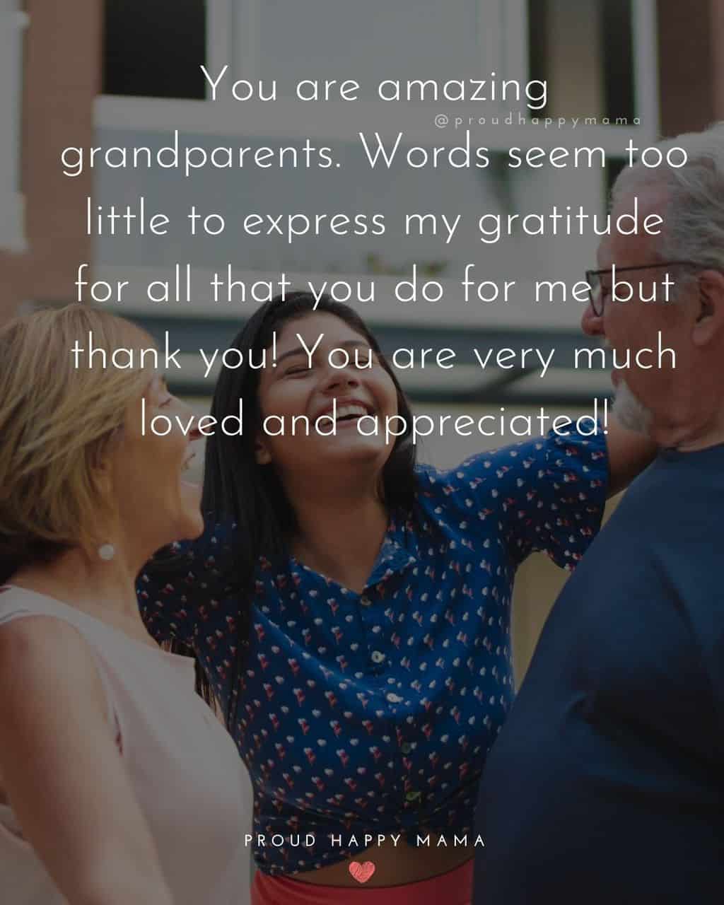 Grandparent Quotes – You are amazing grandparents. Words seem too little to express my gratitude for all that you do for me