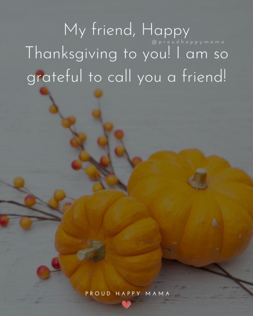 Thanksgiving Quotes - My friend, Happy Thanksgiving to you! I am so grateful to call you a friend!