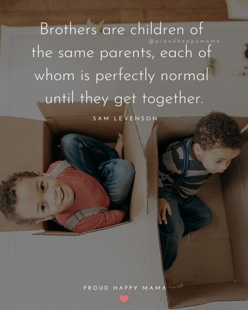 Brother Quotes - Brothers are children of the same parents, each of whom is perfectly normal until they get together.’ – Sam Levenson