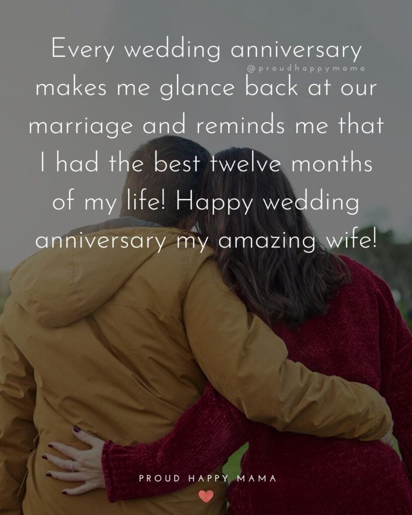 Wedding Anniversary Wishes For Wife - Every wedding anniversary makes me glance back at our marriage and reminds me that I had