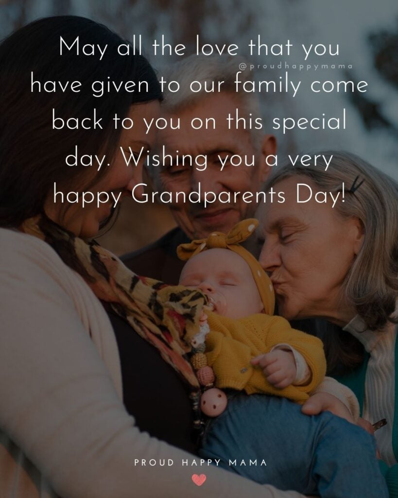 Grandparents Day Quotes - May all the love that you have given to our family come back to you on this special day. Wishing you a very