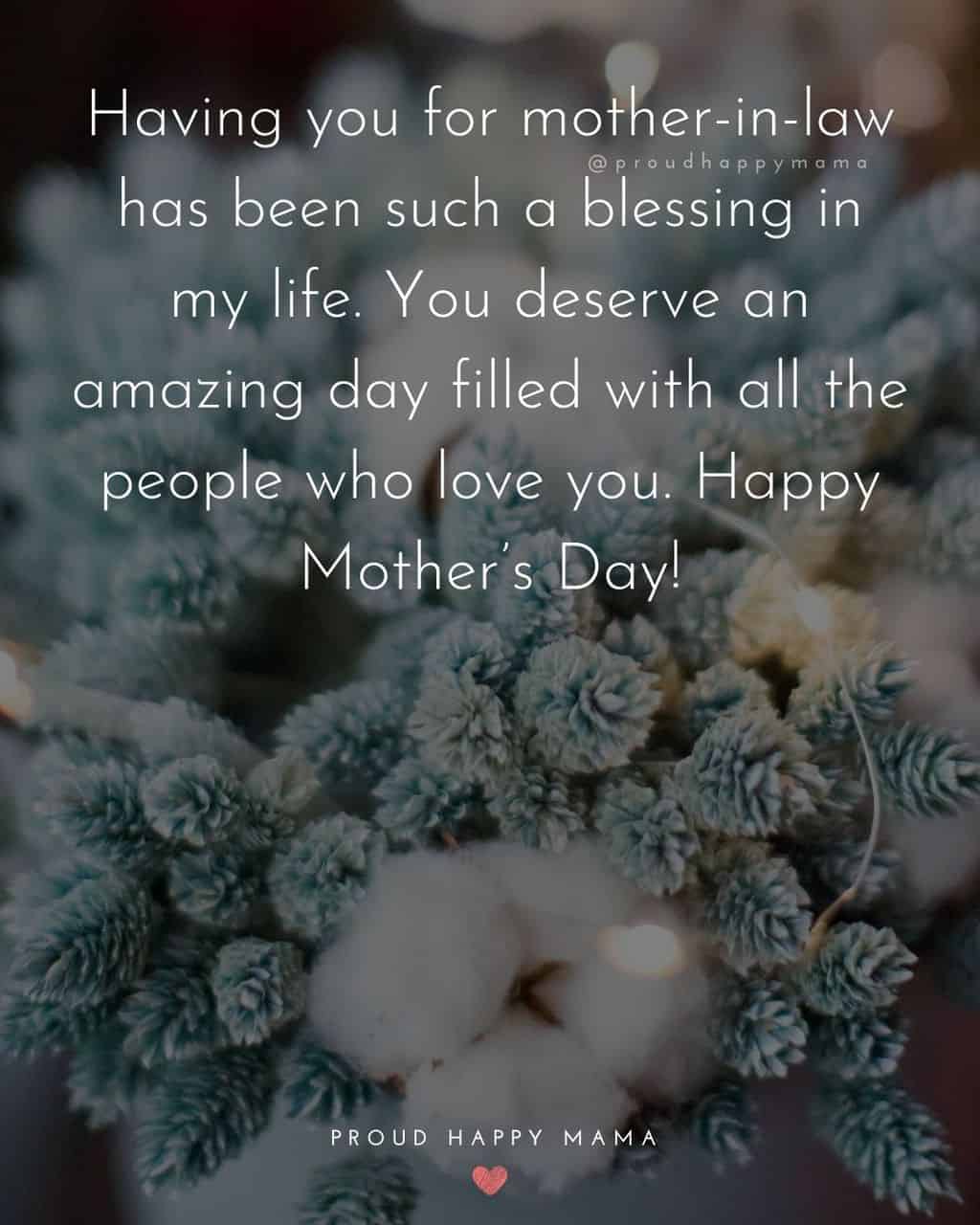 Happy Mothers Day Quotes For Mother In Law - Having you for mother in law has been such a blessing in my life. You deserve an