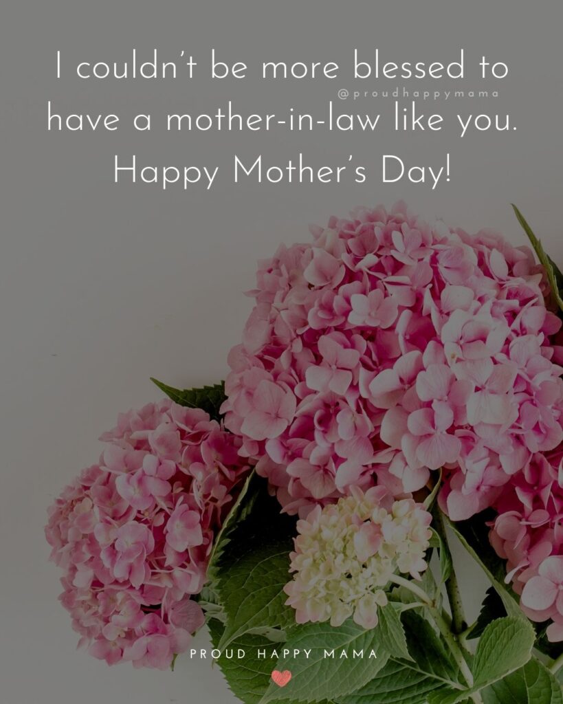Happy Mothers Day Quotes For Mother In Law - I couldn’t be more blessed to have a mother in law like you. Happy Mother’s Day!