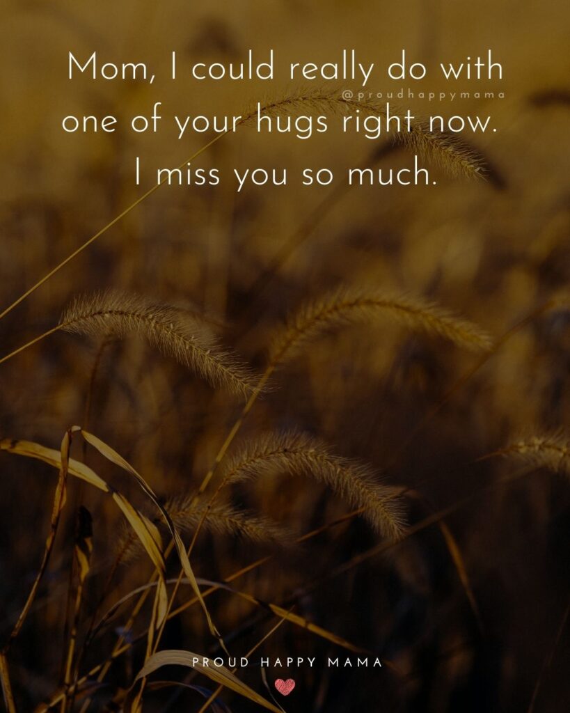 Missing Mom Quotes - Mom, I could really do with one of your hugs right now. I miss you so much.’