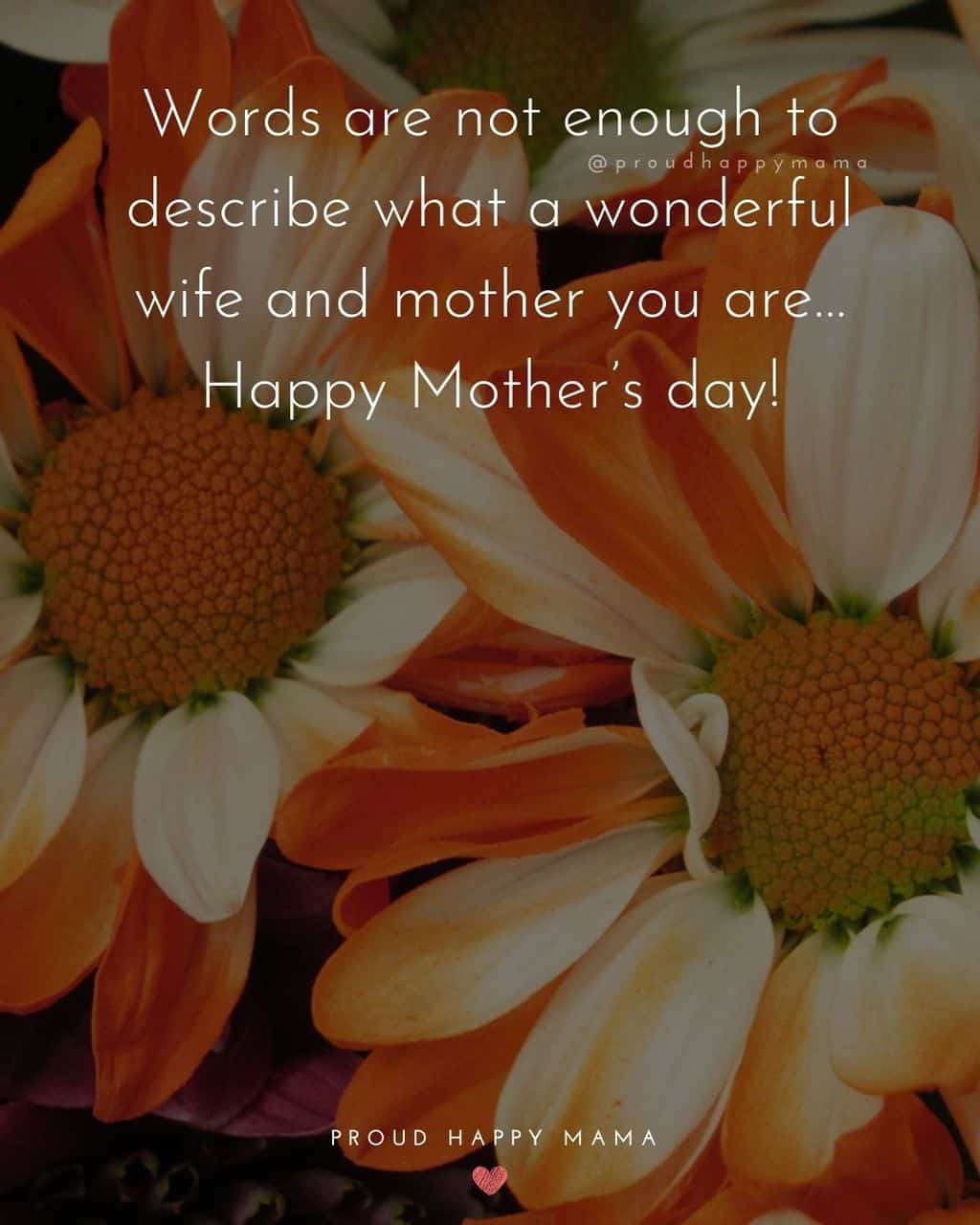 Happy Mothers Day Quotes For Wife - Words are not enough to describe what a wonderful wife and mother you are…Happy