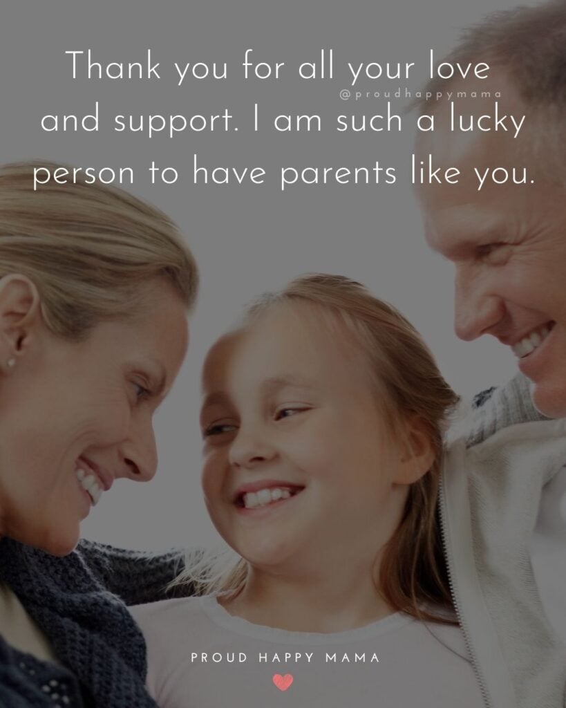 Parents Quotes - Thank you for all your love and support. I am such a lucky person to have parents like you.’