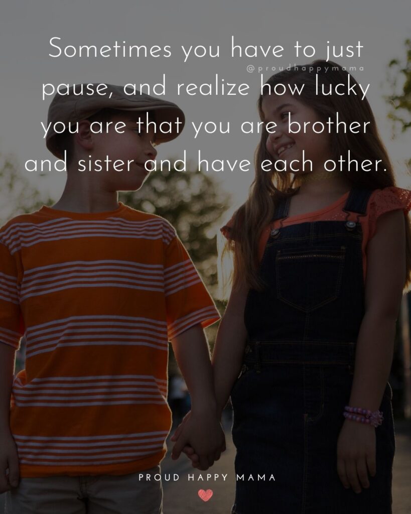 Brother And Sister Quotes - Sometimes you have to just pause, and realize how lucky you are that you are brother and sister and