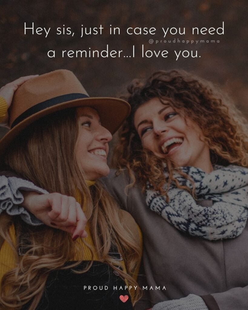 I Love My Sister Quotes- Hey sis, just in case you need a reminder…I love you.’