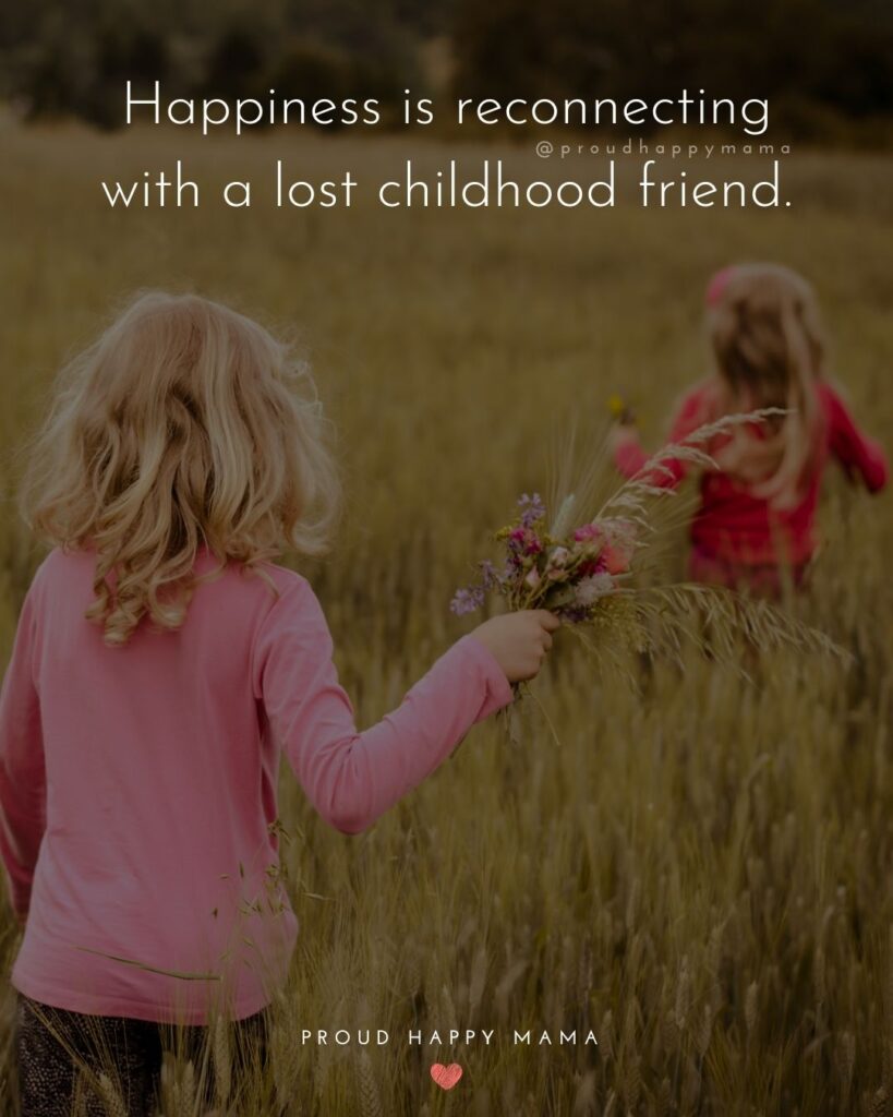 Childhood Friendship Quotes - Happiness is reconnecting with a lost childhood friend.’