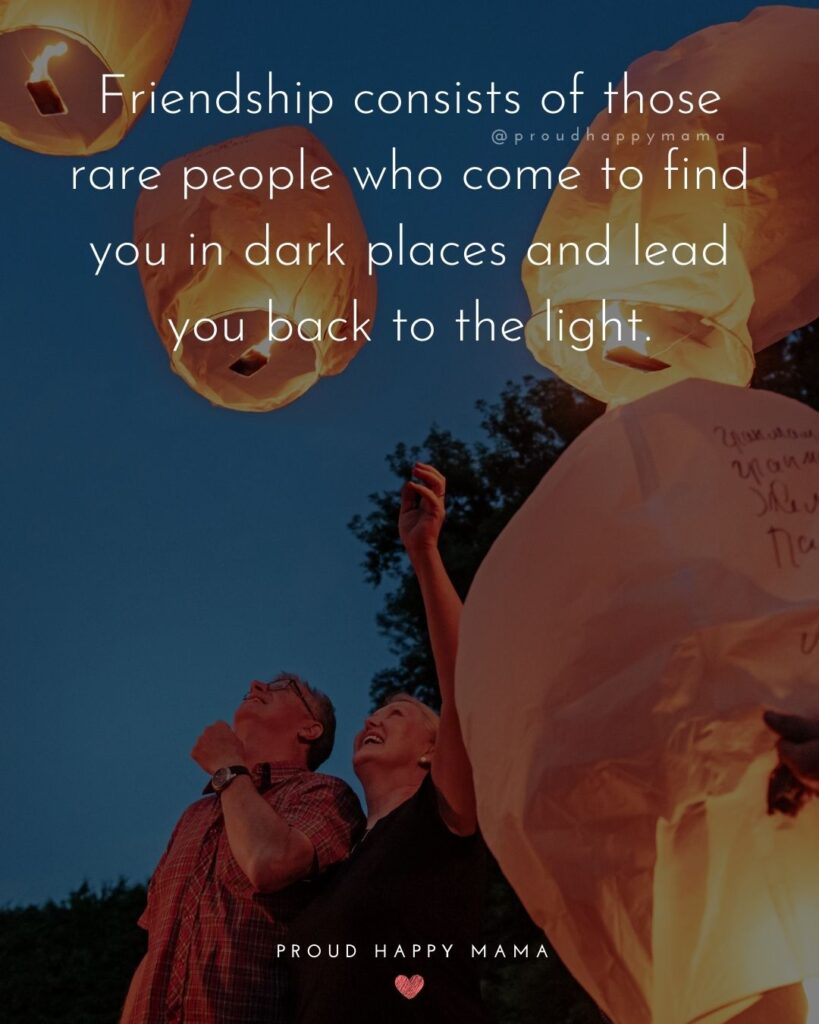 Friendship Quotes - Friendship consists of those rare people who come to find you in dark places and lead you back to the light.’