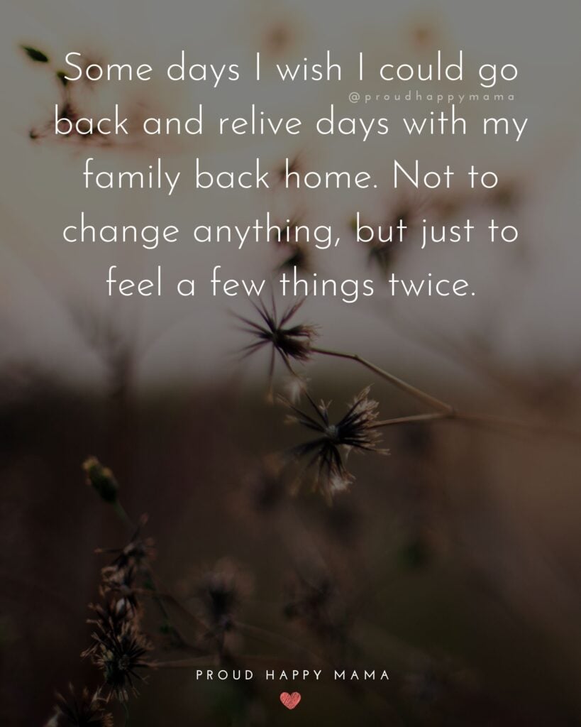 Missing Family Quotes - Some days I wish I could go back and relive days with my family back home. Not to change anything,