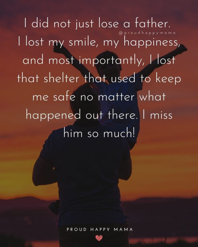 Missing Dad Quotes - I did not just lose a father. I lost my smile, my happiness, and most importantly, I lost that shelter that used