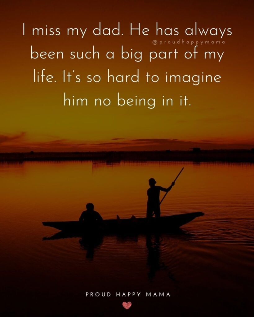 Missing Dad Quotes - I miss my dad. He has always been such a big part of my life. It’s so hard to imagine him no being in it.