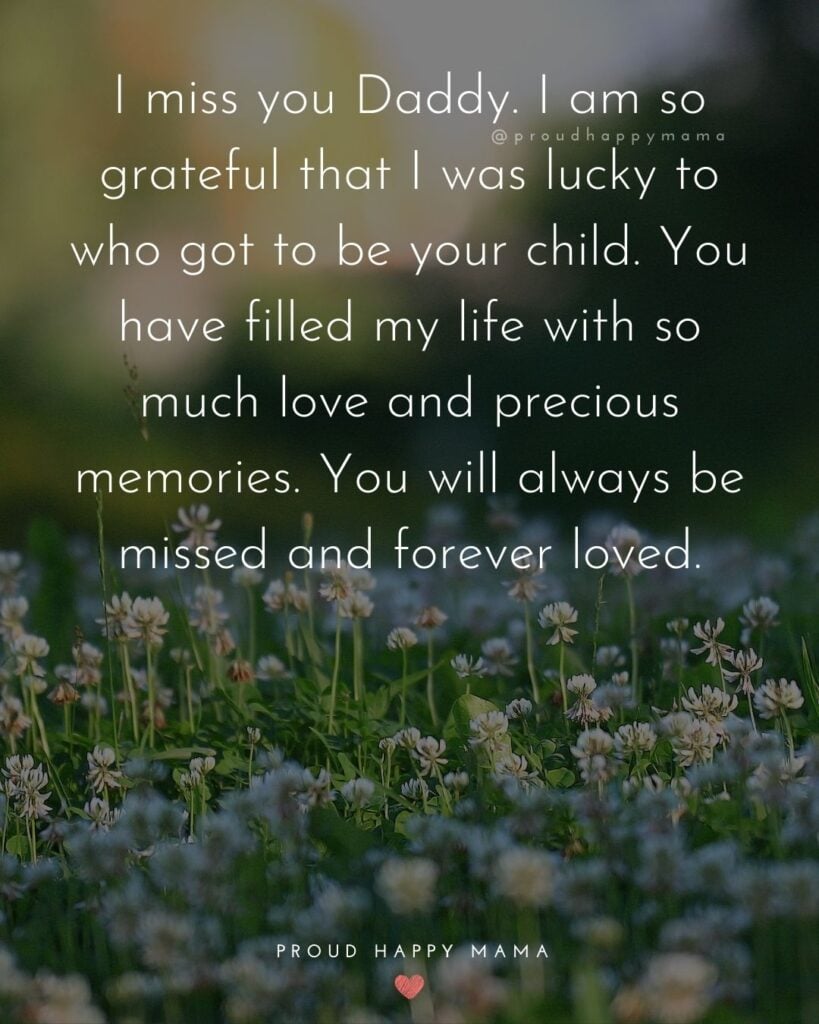 Missing Dad Quotes - I miss you Daddy. I am so grateful that I was lucky to who got to be your child. You have filled my life