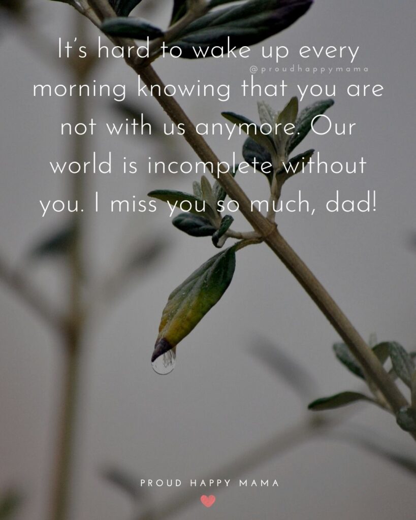 Missing Dad Quotes - It’s hard to wake up every morning knowing that you are not with us anymore. Our world is