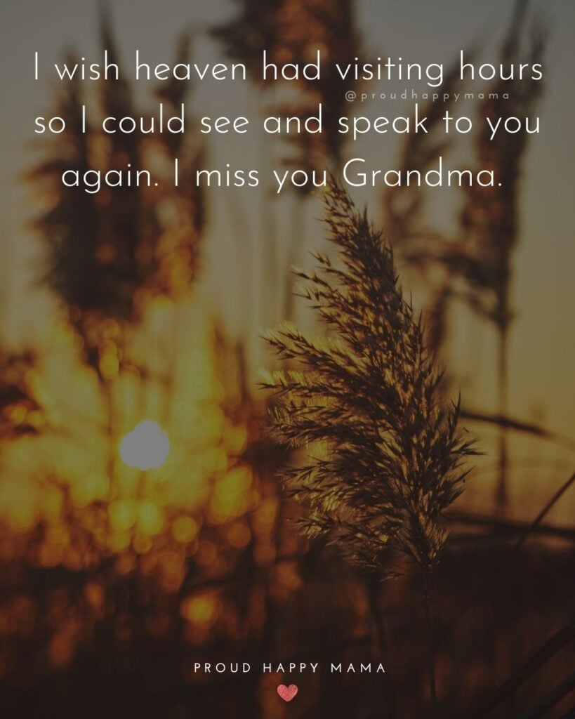 Missing Grandma Quotes - I wish heaven had visiting hours so I could see and speak to you again. I miss you Grandma.