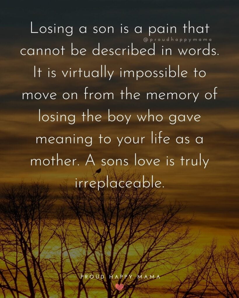 Missing Son Quotes - Losing a son is a pain that cannot be described in words. It is virtually impossible to move on from the memory of losing the boy who gave meaning to your life as a