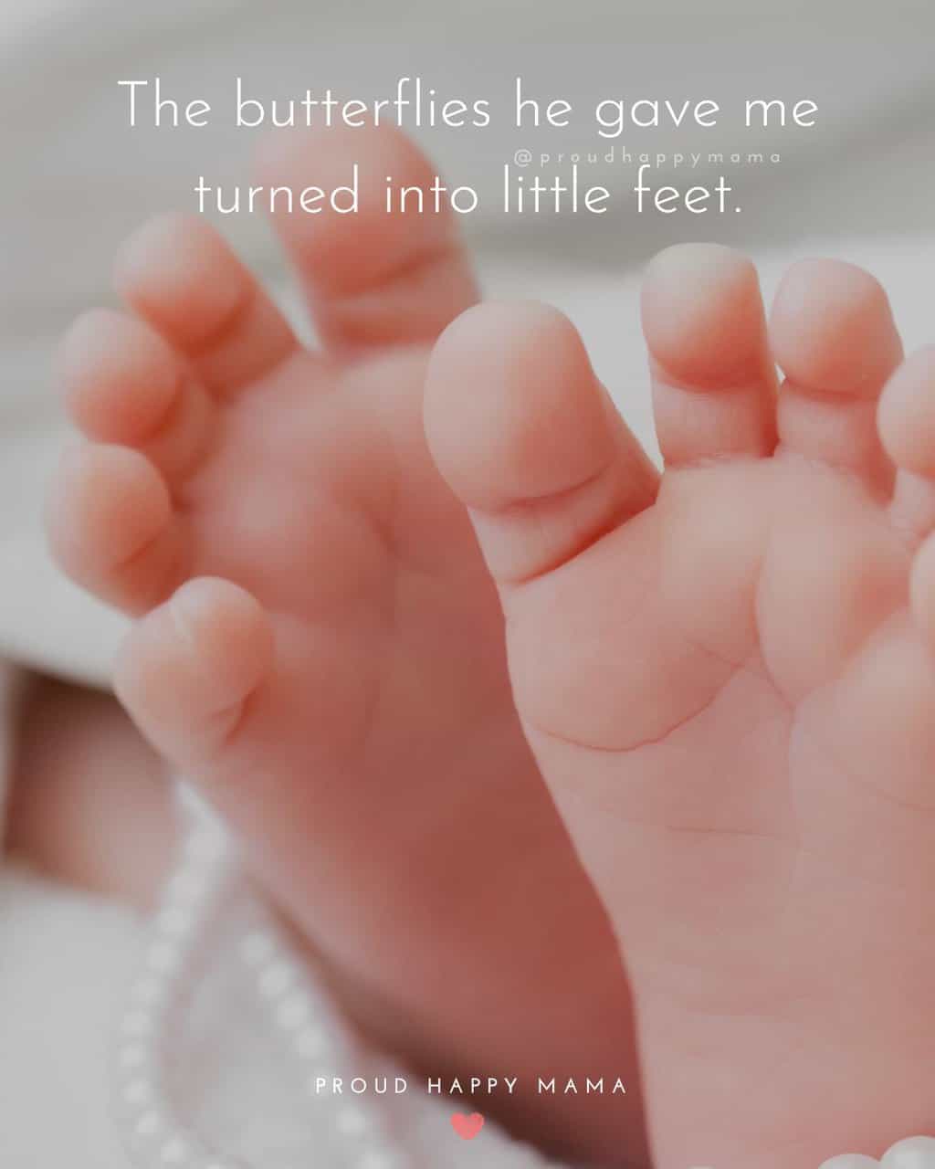 Being Pregnant Quotes | The butterflies he gave me turned into little feet.