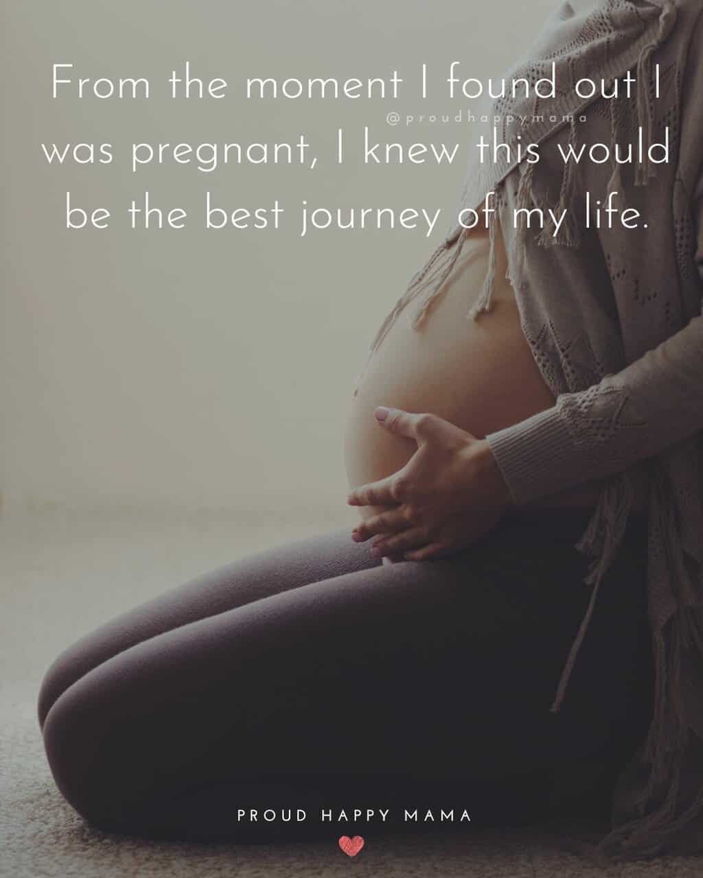 Short Pregnancy Quotes | From the moment I found out I was pregnant, I knew this would be the best journey of my life.