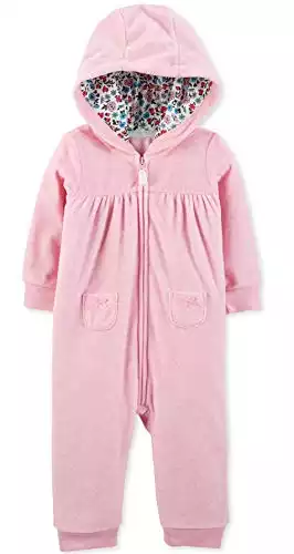 Carter's Baby Girl Pink Bear Hooded Fleece Jumpsuit