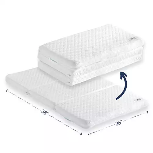 Papablic Tri-fold Pack and Play Mattress Portable Foldable Playard Mattress for Most Pack N Play Playpens Unique Cooling System Includes Carry Bag Dual Sided Mattress for Babies and Toddlers 