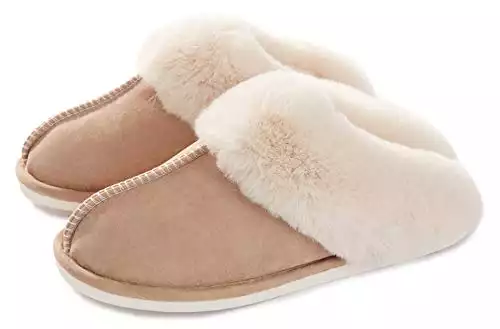Womens Slippers, Memory Foam Fluffy Warm Non-Slip Comfortable Slip-on House Shoes