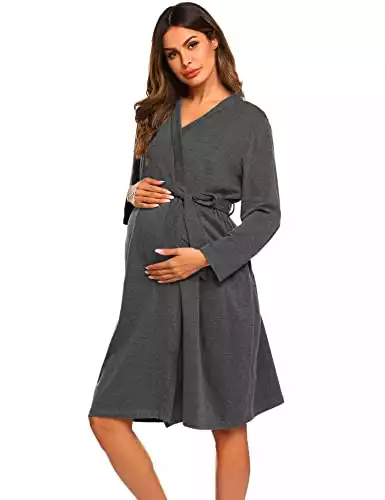 Ekouaer Maternity Robe 3 in 1 Labor Delivery Nursing Robe