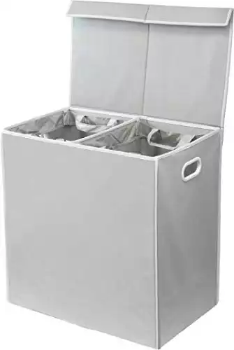 Simplehouseware Double Laundry Hamper with Lid and Removable Laundry Bags