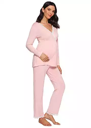Latuza Women's Maternity Pajama Set Lace Breastfeeding Sleepwear