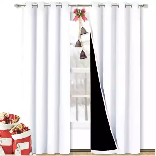 NICETOWN Full Shading Curtains for Windows, Super Heavy-Duty Black Lined Blackout Curtains