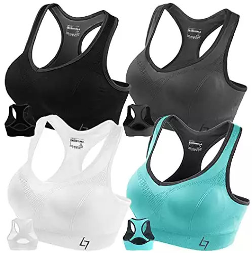 FITTIN Racerback Sports Bras Pack Of 4 - Padded Seamless High Impact Support