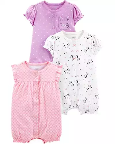 Simple Joys by Carter's Baby Girls' Snap-Up Rompers