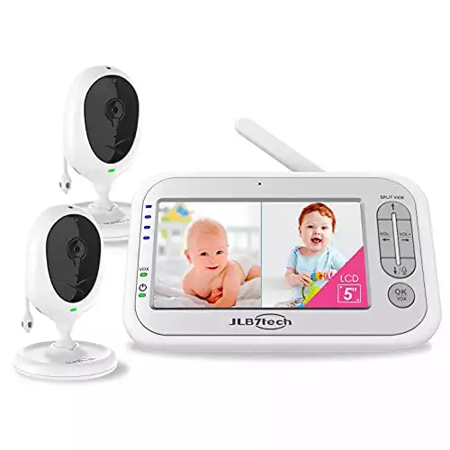 JLB7tech 5″ Split Screen Baby Monitor, Video Baby Monitor with 2 Cameras and Audio
