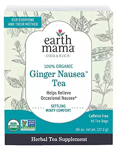 Earth Mama Organic Ginger Nausea Tea Bags for Occasional Sickness