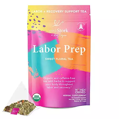 Pink Stork Labor Prep Tea: Sweet Floral, Red Raspberry Leaf Tea, Labor and Delivery + Postpartum Essentials
