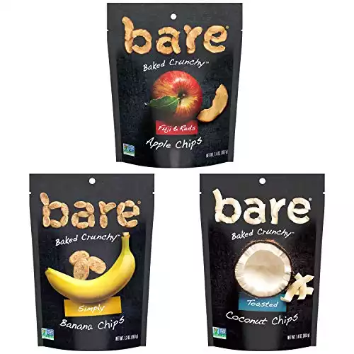 Bare Baked Crunchy Apple Chips, Banana Chips, and Coconut Chips