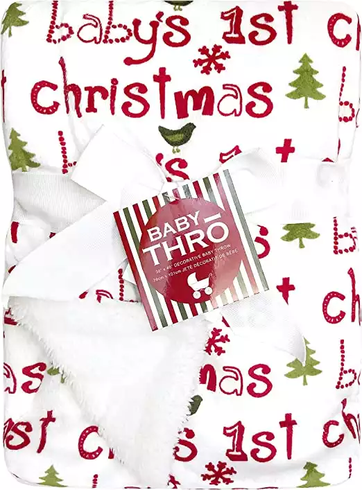 Thro Micromink Decorative Christmas Baby Throw Blanket, 30" x 40"