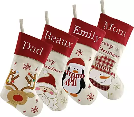 DearSun Set of 4, 18" Personalized Customization Christmas Stockings