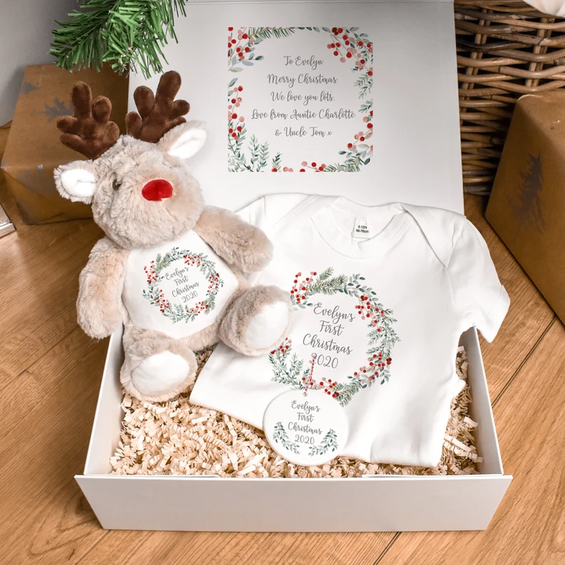 Babys First Christmas Gift Set Personalized
