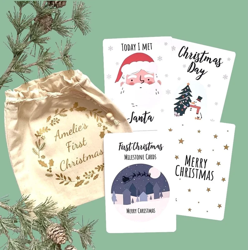Babys First Christmas Milestones Cards