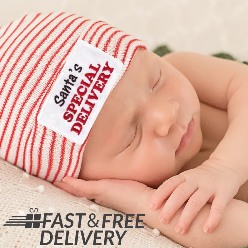 Melondipity Santa's Special Delivery Newborn Hospital Hat