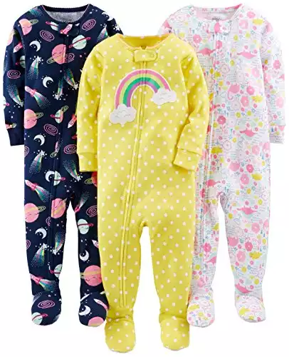 Simple Joys by Carter's Toddler Girls' Snug-Fit Footed Cotton Pajamas
