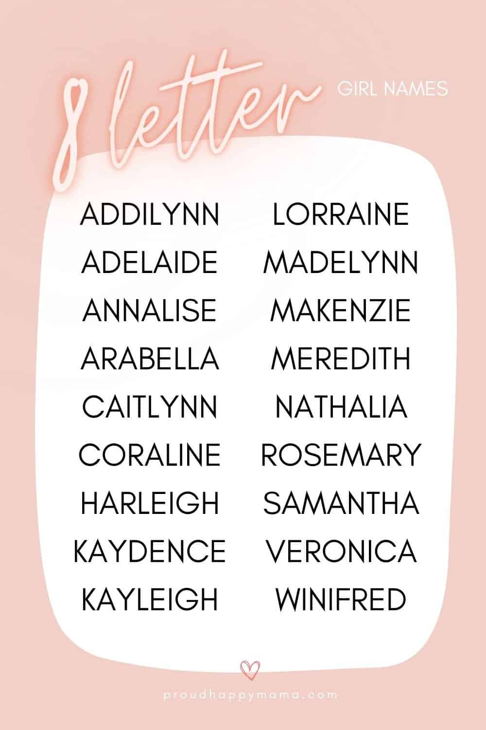 8 letter baby girl names