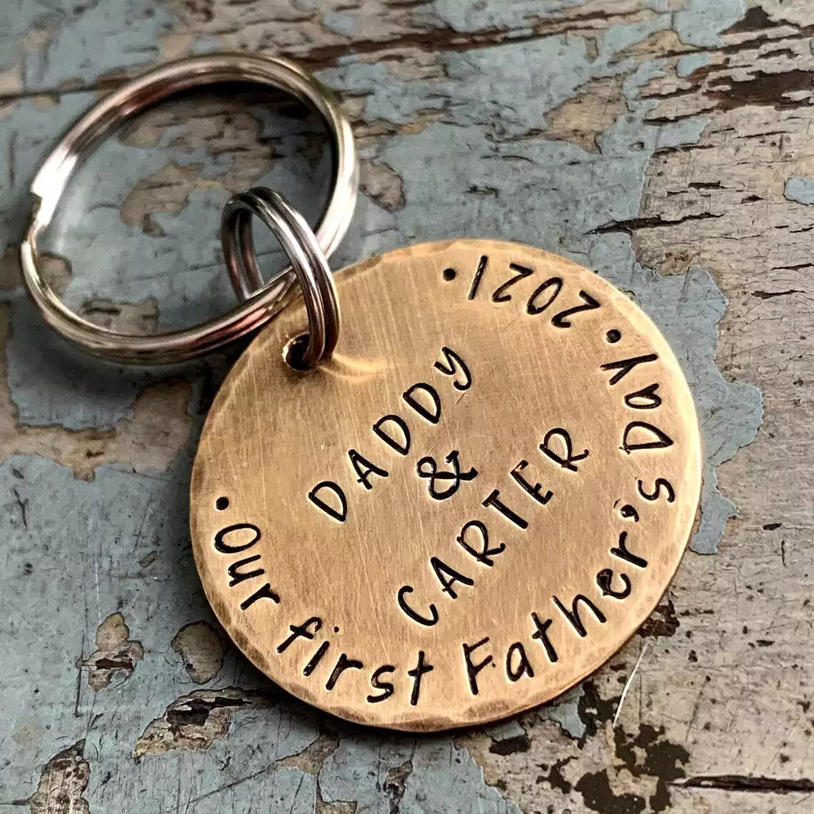 Personalized 1st Father's Day Keychain