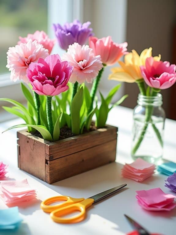 colorful tissue paper flowers