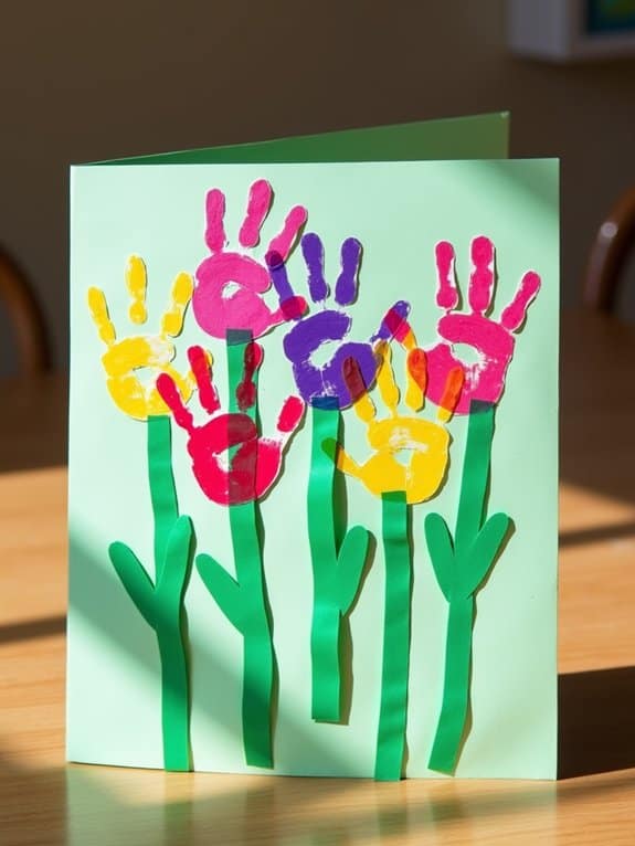 handprint flower bouquet cards