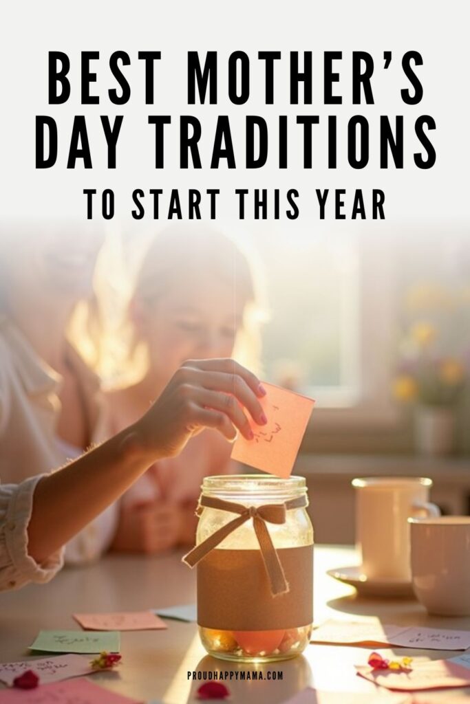 Mother’s Day traditions to start this year with a mom placing notes into a memory jar at home